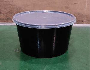 1000ml Black Plastic Round Food Container
