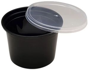 1500ml Plastic Round Black Food Container