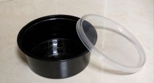 300ml Black Plastic Round Food Container