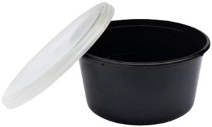 500ml Black Plastic Round Food Container
