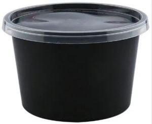 Plain 400ml Plastic Black Food Container