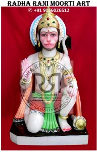 Marble Hanuman Sitting Statue