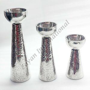 Silver Pillar Candle Holders