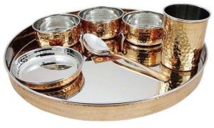 Copper Steel Bhojan Thali Set