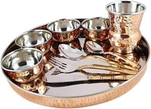 Copper Steel Bhojan Thali Set