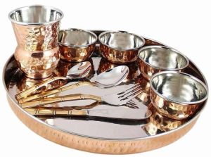 Copper Steel Bhojan Thali Set