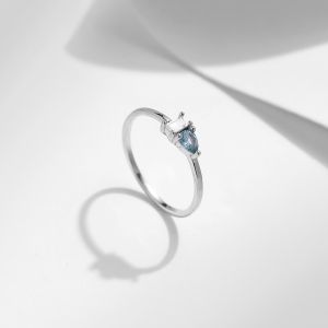 925 Sterling Silver Water Droplets Rectangle Zircon Rings