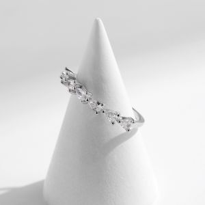 925 Sterling Silver Water Droplets Zircon Ring