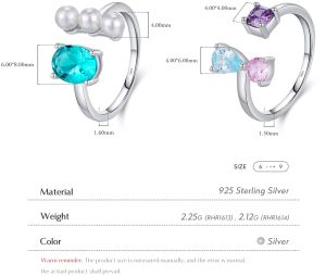 925 Sterling Silver Round Water Droplets Open Rings