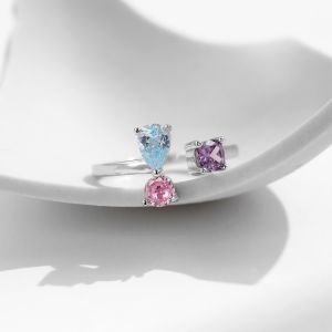 925 Sterling Silver Round Water Droplets Open Rings