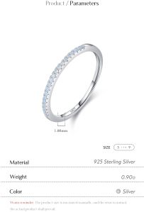 925 Sterling Silver Circle Zircon Rhodium Plated Rings