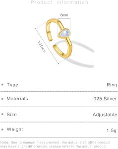 18K Gold Plated White Gold Plated 925 Sterling Silver Open Rings