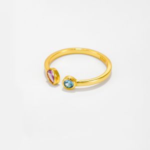 18K Gold Plated 925 Sterling Silver Zircon Open Rings