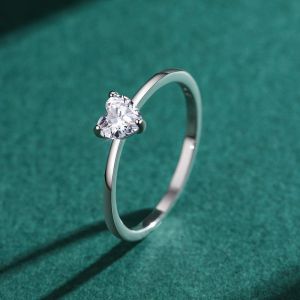 925 Sterling Silver Heart Shape Gem Zircon Rings