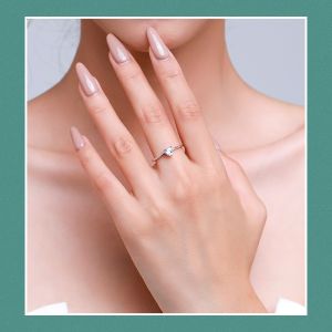 925 Sterling Silver Heart Shape Gem Zircon Rings