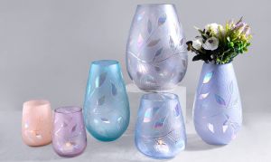 Etched Rainbow Luster Vases