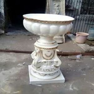 Designer 3 Feet Golden and White Fiber Flower Pot