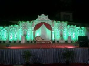 40x22 Feet Embossed Golden Wedding Fiber Stage