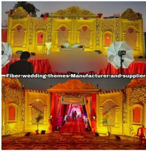 40x22 Feet Embossed Golden Wedding Fiber Stage