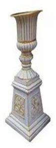 Designer 3 Feet Golden and White Fiber Flower Pot