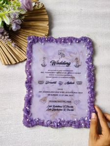 Resin Purple Wedding Card Photo Frame