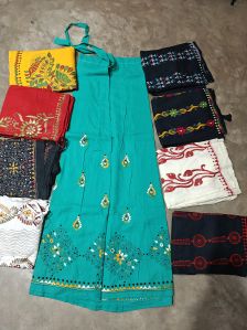 Ladies Cotton Kantha Work Wrap Skirt