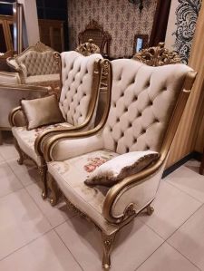 Solid Teak Wooden Handcarved 2 Royal Chair Set