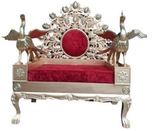 1 Seater Solid Mango Wooden Singhasan King Chair