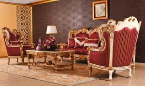 5 Seater Golden Solid Teak Wooden Handcarved Sofa Set