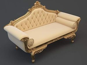 3 Seater Teak Wood Leatherette Covered Sofa