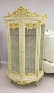 2 Door Solid Teak Wood Carved Cabinet