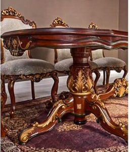 8 Seater Dark Brown Teak Wood Dining Table Set