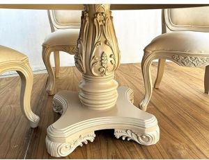 3 Seater White Solid Teak Wood Dining Table