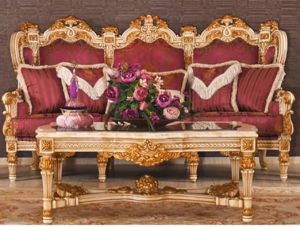 5 Seater Golden Solid Teak Wooden Handcarved Sofa Set