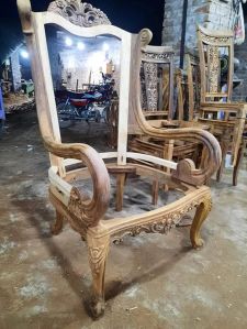 Solid Teak Wooden Handcarved 2 Royal Chair Set