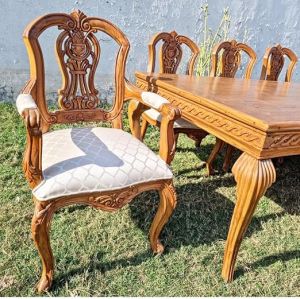 8 Seater Light Brown Solid Teak Wood Dining Table