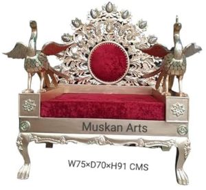 1 Seater Solid Mango Wooden Singhasan King Chair
