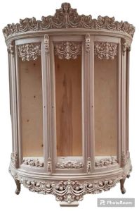 2 Door Solid Teak Wood Carved Cabinet