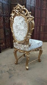 6 Seater Golden Solid Wooden Dining Table Set