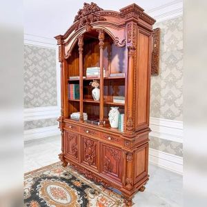 Solid Teak Wood Handcarved Storage Cabinet