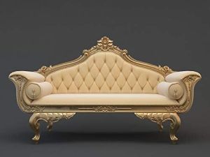 3 Seater Teak Wood Leatherette Covered Sofa