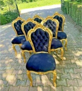 6 Seater Golden Solid Teak Wood Dining Table Set