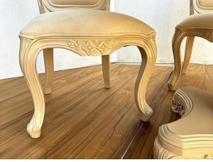 3 Seater White Solid Teak Wood Dining Table