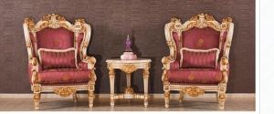 5 Seater Golden Solid Teak Wooden Handcarved Sofa Set