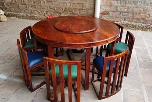 8 Seater Brown Solid Wooden Dining Table Set