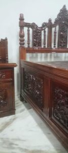 Teak Wood Handcarved Single Bed