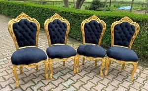 6 Seater Golden Solid Teak Wood Dining Table Set