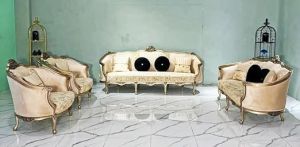 Muskan Arts Solid Teak Wooden Hand Carved Sofa Set 7 Seater Sofa