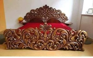 Solid Teak Wood Royal Hand Crafted Double Bed