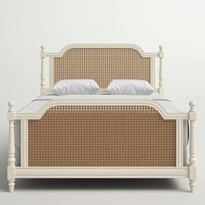 Solid Wood Rattan Queen Size Bed